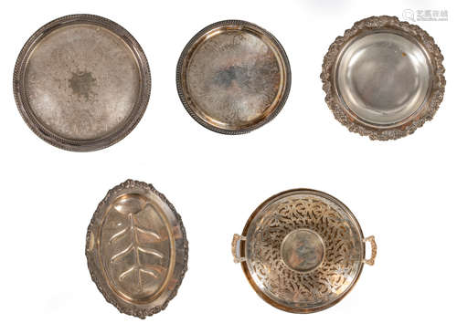 Group of Silver Tray & Central Piece