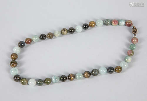 Large Chinese Export Tourmaline & Aquamarine Necklace