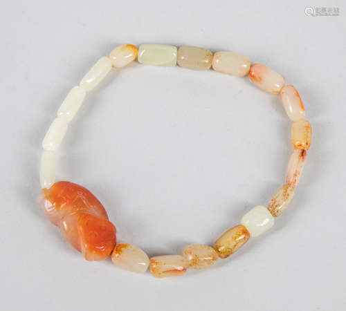 Chinese Export Pebble Jade & Agate Prayer Beads