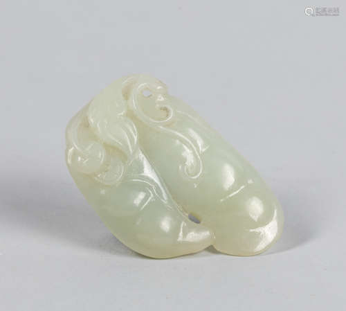 Chinese Carved White Jade Toggle