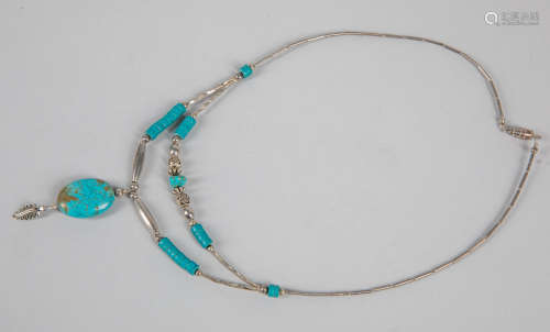 Heishi Sterling Silver Turquoise Necklace