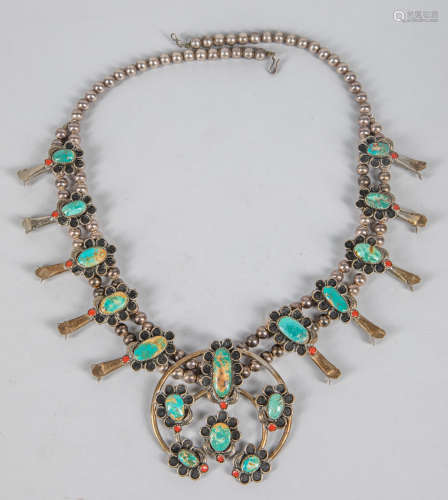 Collectible Vintage Squash Blossom Silver Necklace