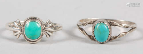 Group Of  Dainty Turquoise Rings