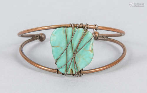 Brass Cuff Turquoise Bracelet