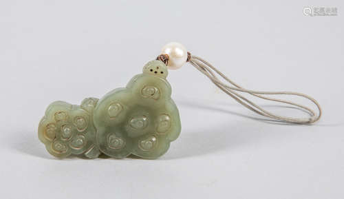 Chinese Jade Carving with Pearl Beads