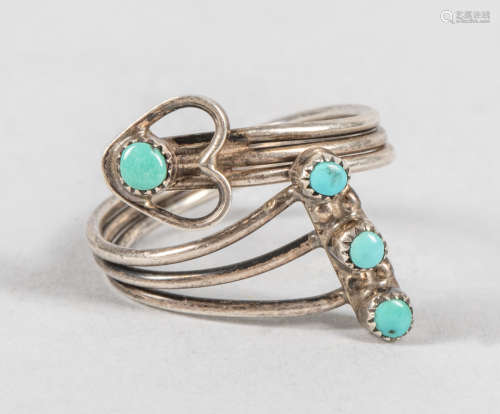 Collectible Dainty Heart Turquoise Silver Ring