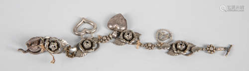 Vintage Nickel Silver Flower Bracelet