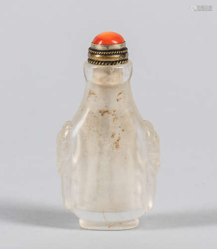 Chinese Carved Rock Crystal Snuff Bottle