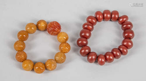 Set Chinese Export Jadeite & Agate Prayer Beads