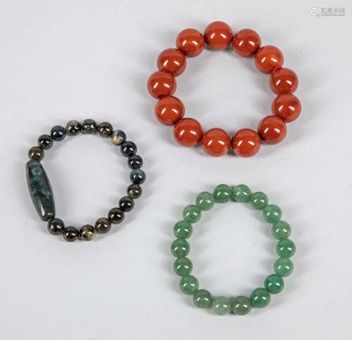 Group of Chinese Export Gem Stone Prayer Beads