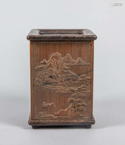 Collectible Chinese Carved Bamboo Brush Pot