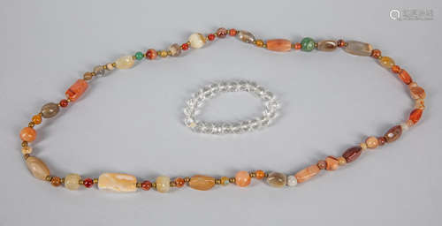 Set of Agate & Crystal Beads Necklace