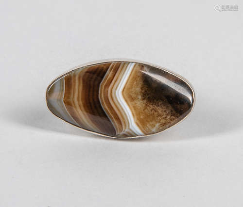 Large Botswana Banded Agate Silver Ring