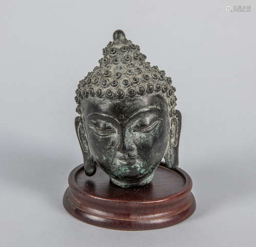 Asian Old Bronze Buddha Head