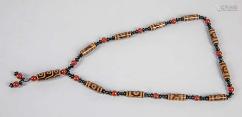 Chinese Decorated Dzi Beads Necklace