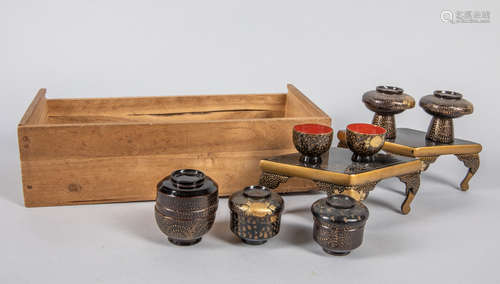 Set of Japanese Old Lacquer Wares