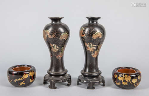 Set of Japanese Old Lacquer-wood Wares