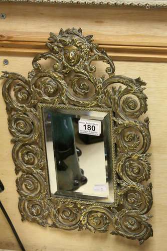 Gilt Metal Scrollwork Framed Mirror with Bevelled Edge, 40cms x 26cms