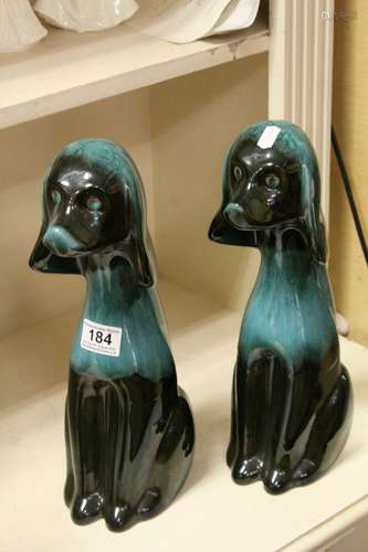 Blue Mountain Pottery - Pair of Large Seated Dogs, 37cms high