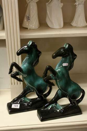 Blue Mountain Pottery - Pair of Large Rearing Horses, 37cms high