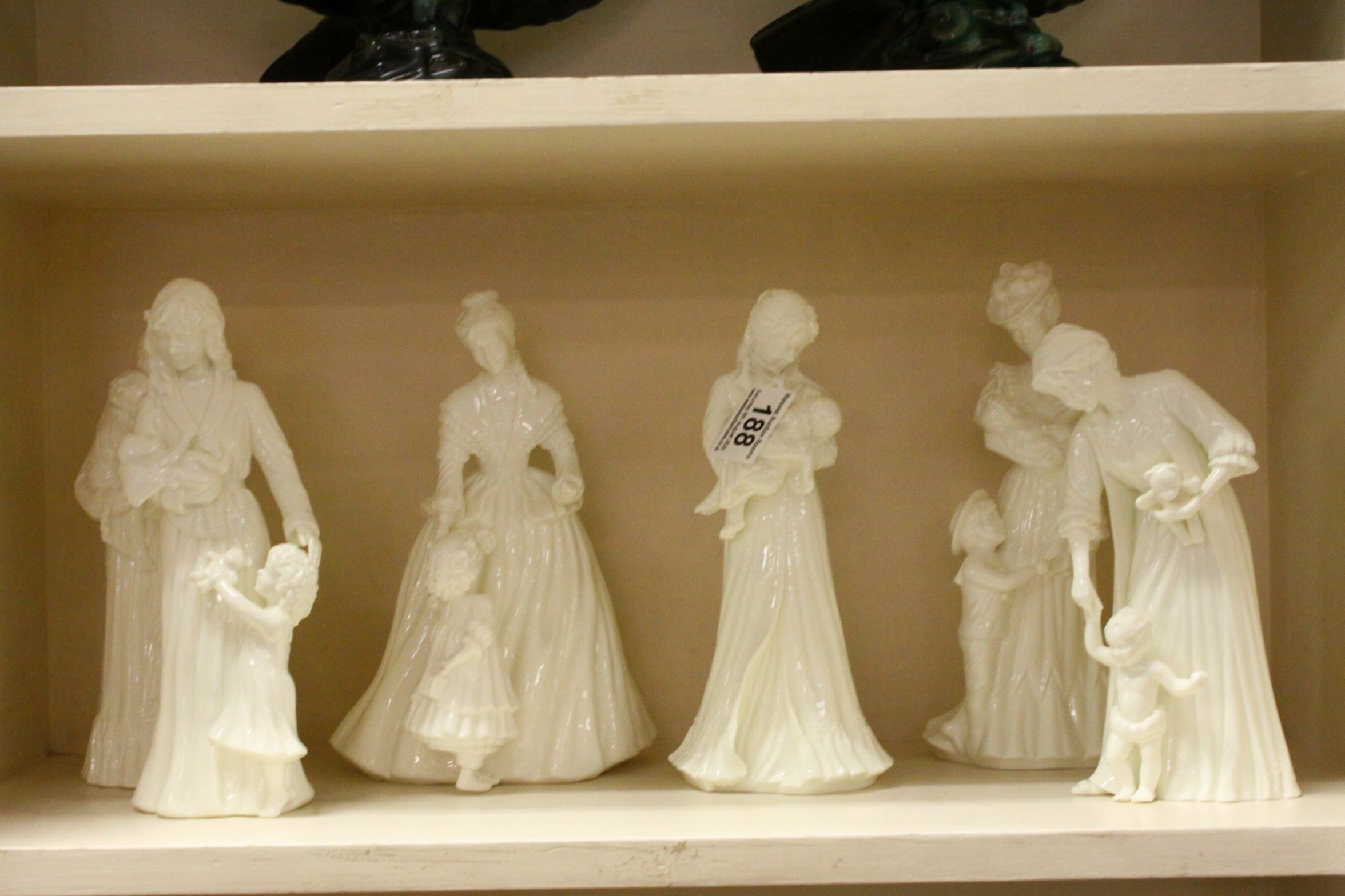 Six Royal Worcester White Glazed Figurines including Two 'Our