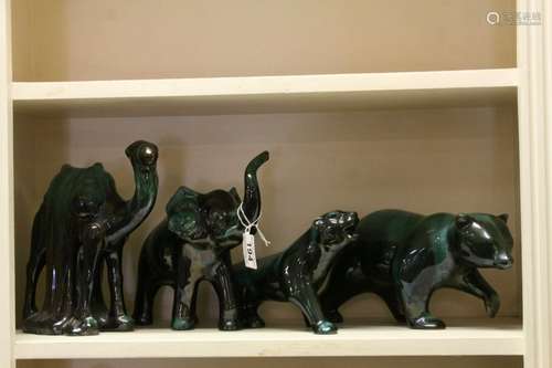 Blue Mountain Pottery - Camel, Bear, Elephant and Tiger, tallest 21cms