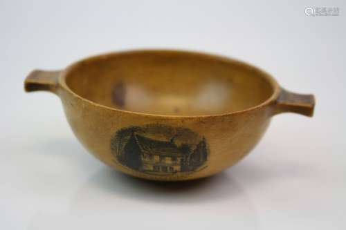 Vintage Treen Mauchline ware quaich from Curfew Row in Perth.