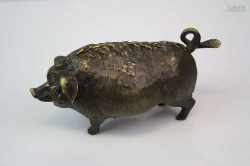 Brass pig in the form of a Bell with Wind-up Movement