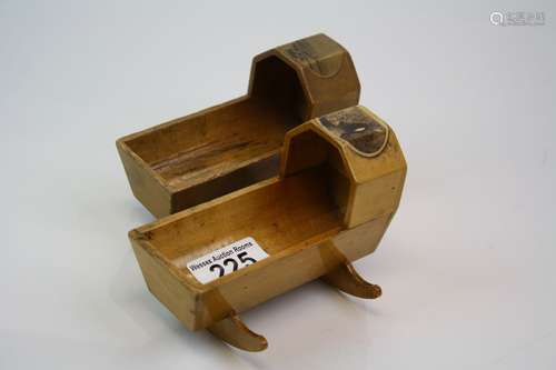 Two Mauchlinware Cribs, possibly Cotton Reel Holders, 11cms long