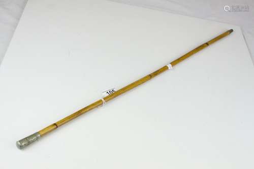 Early 20th century Bamboo Swagger Stick, the white metal handle with a crest for Kings School,