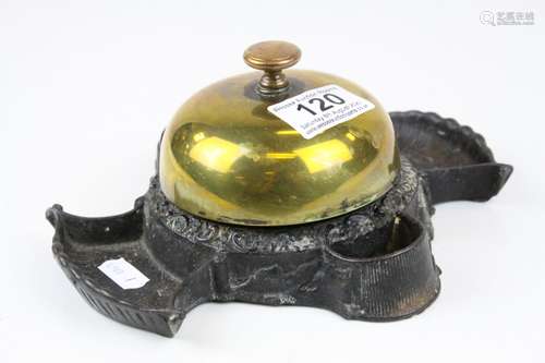 Late 19th / Early 20th century American Cast Iron & Brass Counter Bell and Match-holder stamped to