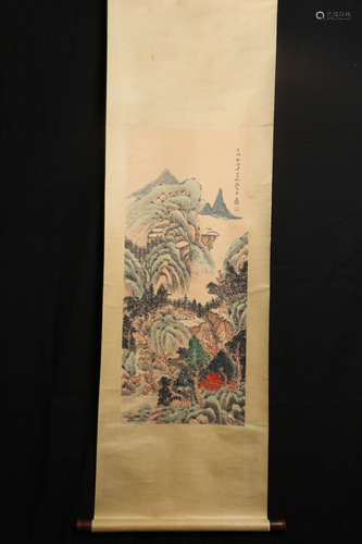 A Chinese Vertical Scroll, Zhang Daqian Mark