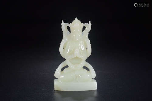 A Chinese Jade Eight-armed Figure Sitting Statue