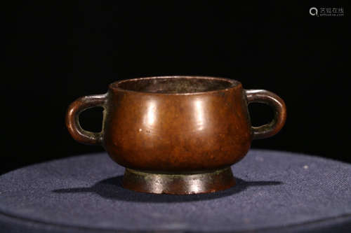 A Chinese Bronze Double-eared Censer