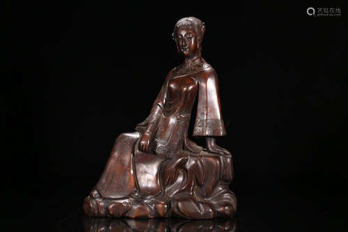 A Chinese Red Sandalwood Carved Figure Ornament