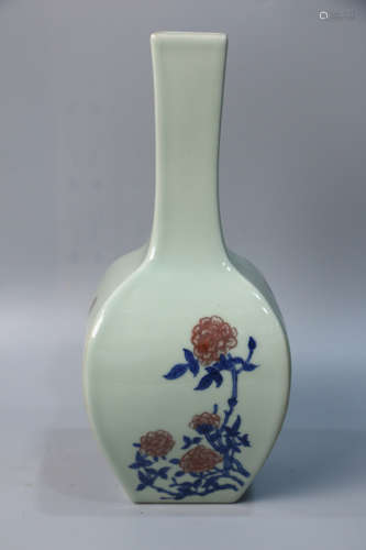 A Chinese Celadon Glazed Floral Porcelain Vase