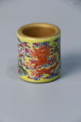 A Chinese Yellow Glazed Porcelain Ornament