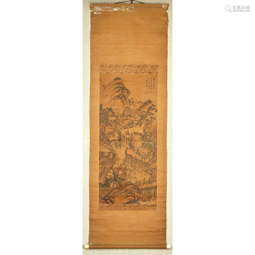 A Chinese Vertical Silk Scroll, Wanghui Mark