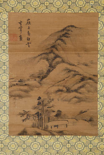 A Chinese Landscape Silk Scroll, Dong Qichang Mark