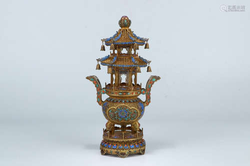 A Chinese Gilding Pagoda Shaped Incense Burner