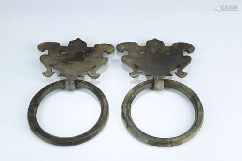 A Pair of Chinese Bronze Loop Rings