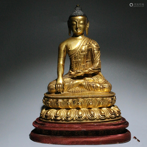 GOLD GILDED BUDDHA STATUE OF SHAKYAMUNI IN …