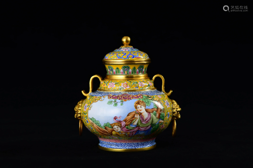 A CHINESE BRONZE GILDING ENAMEL INCENSE …