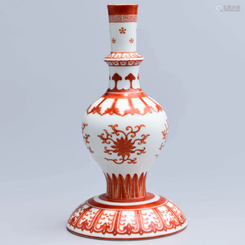A CHINESE COPPER RED GLAZED PORCELAIN BELL-SHA…