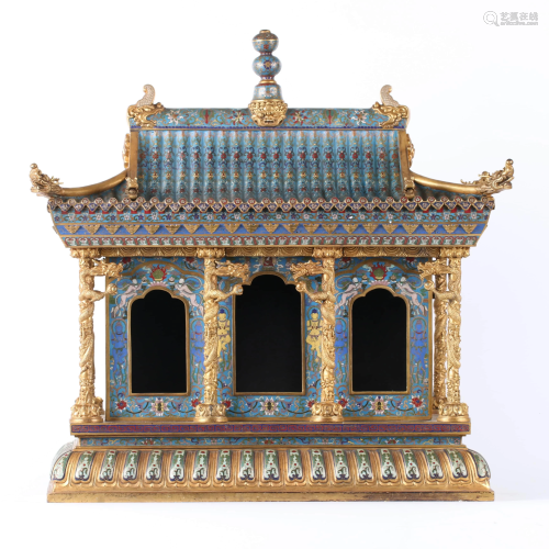 A CHINESE GILD COPPER CLOISONNE BUDDH…