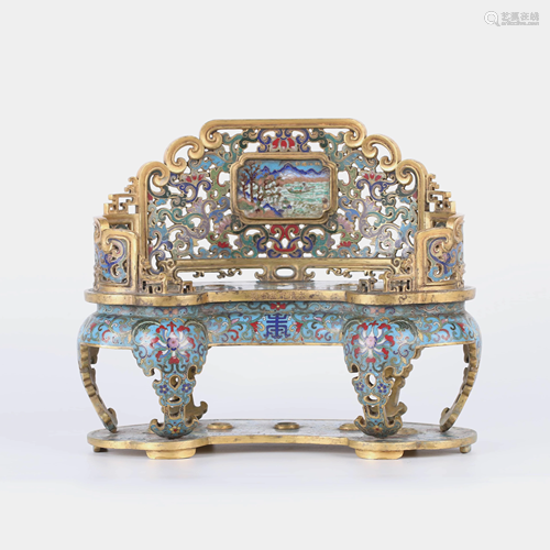 A CHINESE GILD COPPER CLOISONNE THRON…