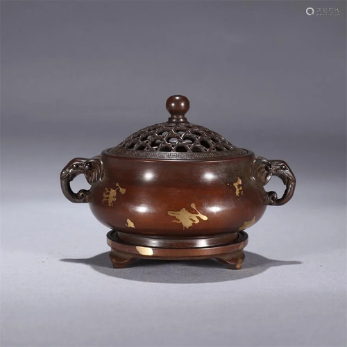 A CHINESE BRONZE GILT INCENSE BURNER