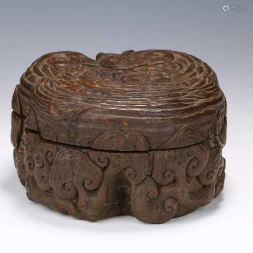 A CHINESE EAGLEWOOD CARVED BOX …