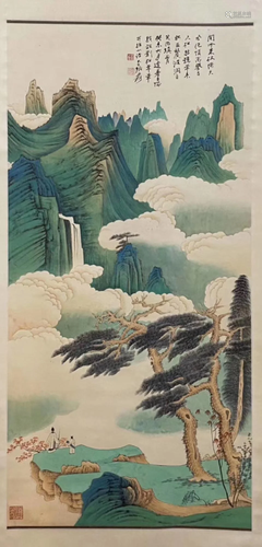 A CHINESE PAINTING SCROLL, ZHANG DAQIAN M…