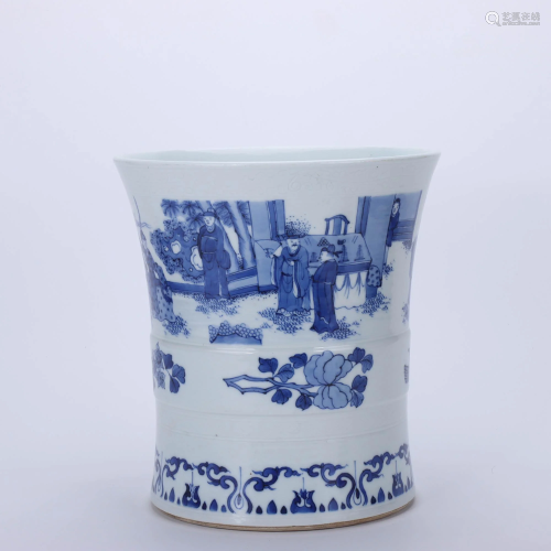 A CHINESE BLUE & WHITE FIGURE PAINTED POR…